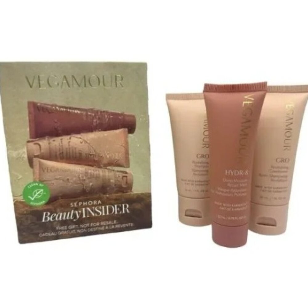 Vegamour Mini Travel Haircare Set of 3 shampoo conditioner repair mask NIB
